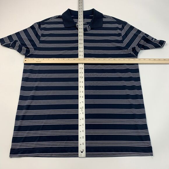 Nike Golf Shirt Mens L Large Navy White Striped Tour Performance Dri Fit Polo - Picture 6 of 12
